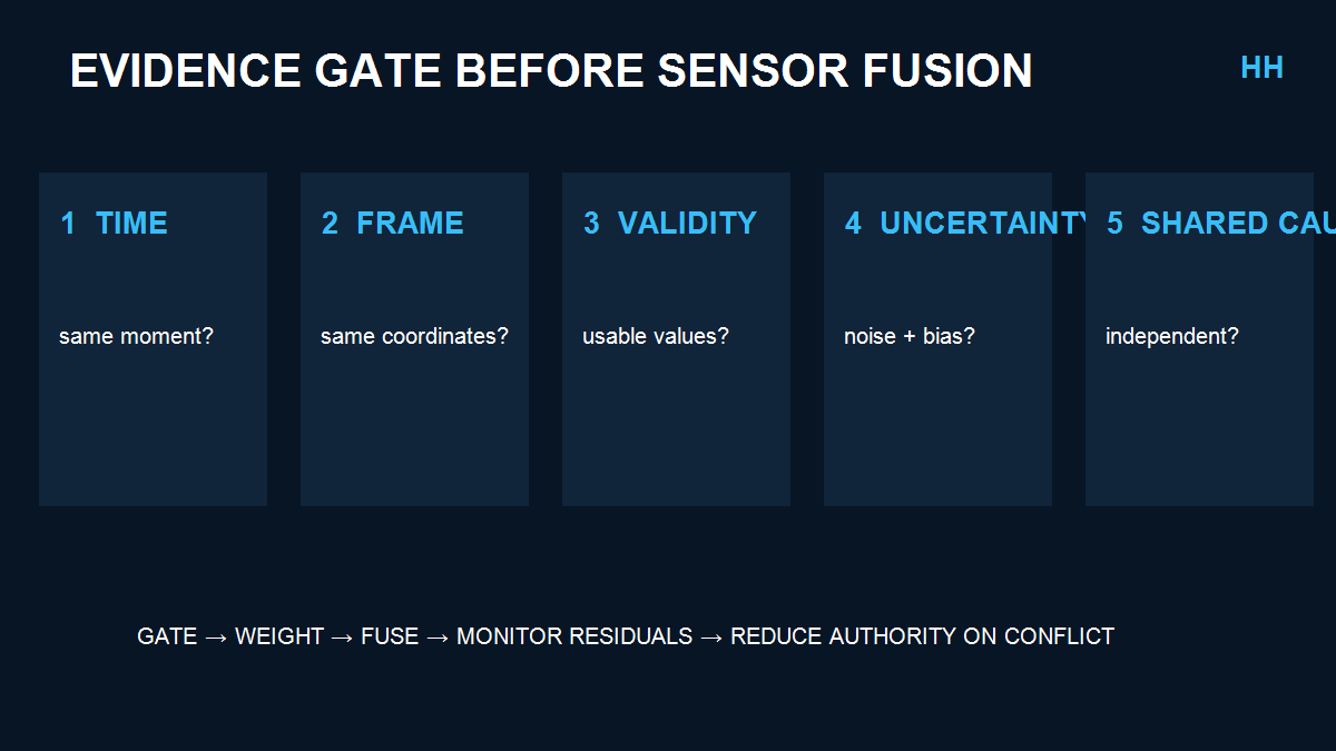 Evidence gate before sensor fusion
